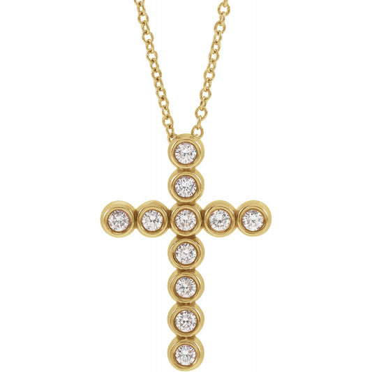 14K Gold Diamond Cross Necklace