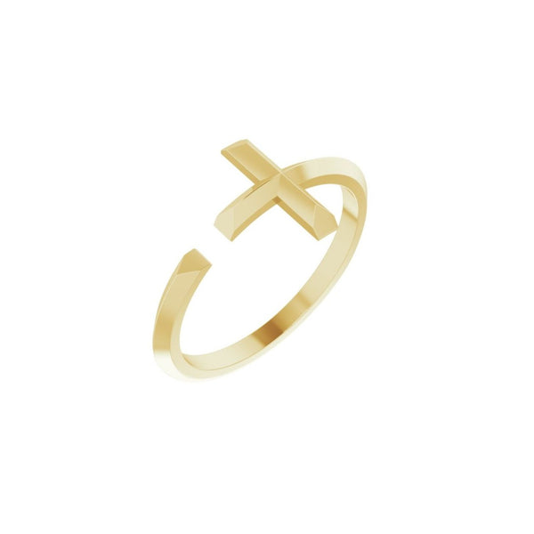 14K Gold Cross Adjustable Ring