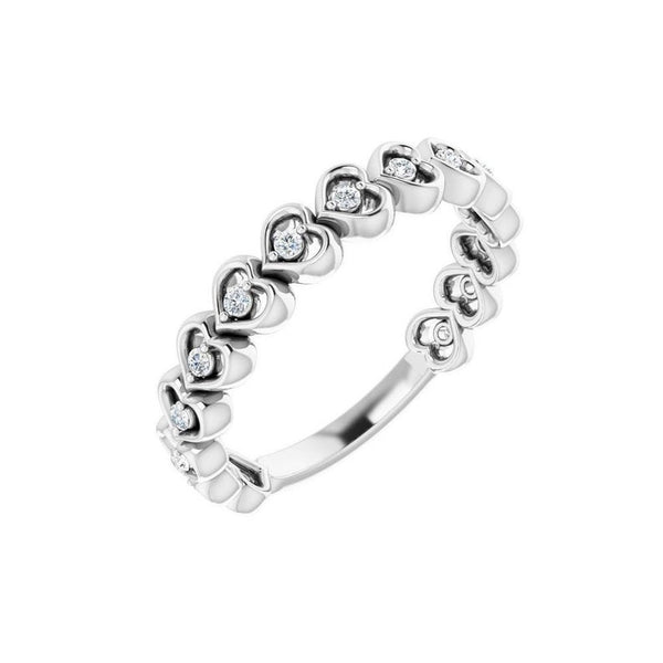 14K Gold 1/8 CTW Diamond Heart Anniversary Band