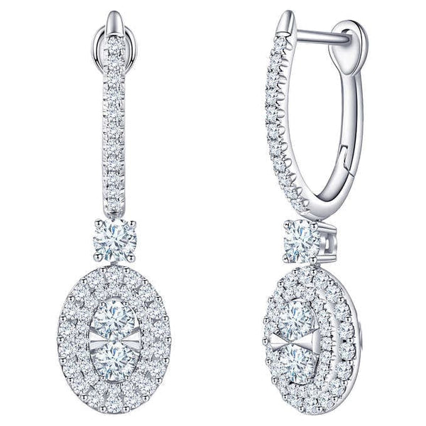 Diamond Oval Dangle Earrings