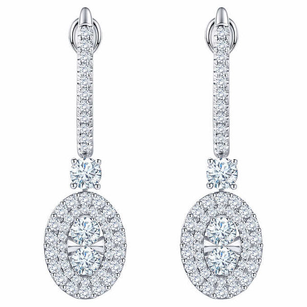 Diamond Oval Dangle Earrings